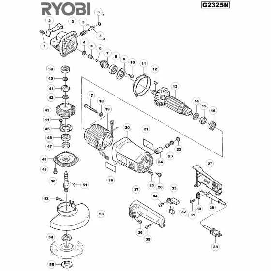 Ryobi G2325NIGS Spare Parts List Type: 1000024002